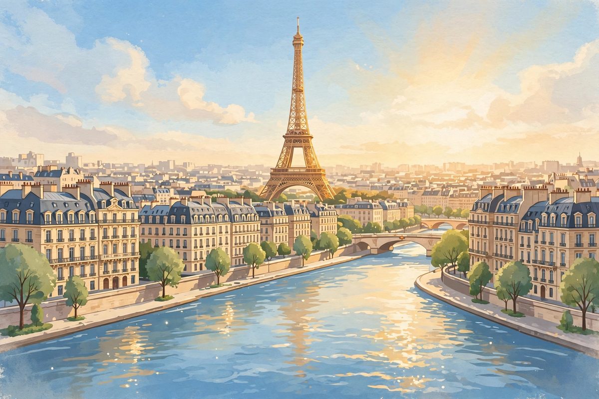 Illustration of Paris with the Eiffel Tower